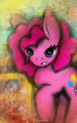 Size: 800x1280 | Tagged: safe, artist:wolfkrft, character:pinkamena diane pie, character:pinkie pie, female, looking at you, pink, pinkie pie day, smiling, solo, tribute