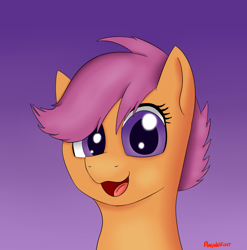 Size: 1374x1393 | Tagged: safe, artist:ponyxwright, character:scootaloo, species:pony, bust, cute, cutealoo, female, portrait, solo