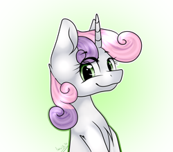 Size: 2500x2200 | Tagged: safe, artist:katzishiki, character:sweetie belle, species:pony, bust, female, high res, portrait, solo