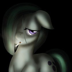 Size: 3000x3000 | Tagged: safe, artist:kurausuki, artist:starykrow, character:marble pie, species:pony, cigarette, female, floppy ears, smoking, solo