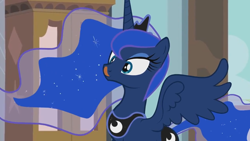 Size: 1600x900 | Tagged: safe, artist:mysticolt, character:princess luna, species:alicorn, species:pony, animated at source, female, mare, mlem, silly, silly pony, solo, spread wings, tongue out, wings, youtube link