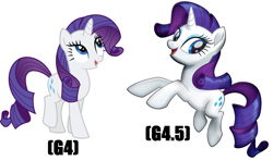 Size: 1956x1160 | Tagged: safe, artist:krusiu42, character:rarity, species:pony, species:unicorn, my little pony: the movie (2017), comparison, cutie mark, female, mare, movie accurate, raised hoof, raised leg, standing