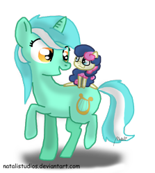 Size: 1265x1421 | Tagged: safe, artist:natalistudios, character:bon bon, character:lyra heartstrings, character:sweetie drops, species:pony, species:unicorn, 30 minute art challenge, cat, duo, simple background, smiling, species swap, transparent background