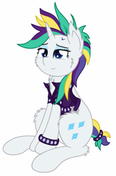 Size: 1775x2690 | Tagged: safe, artist:starstridepony, character:rarity, species:pony, species:unicorn, alternate hairstyle, cheek fluff, chest fluff, cute, female, leg fluff, legitimately amazing mspaint, mare, ms paint, punk, punkity, simple background, white background