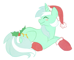 Size: 500x410 | Tagged: dead source, safe, artist:noxxplush, character:lyra heartstrings, christmas, clothing, hat, holly, santa hat