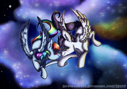 Size: 3400x2400 | Tagged: safe, artist:downpourpony, character:rainbow dash, character:soarin', species:pony, ship:soarindash, cloud, falling, female, male, shipping, straight