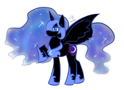 Size: 680x496 | Tagged: dead source, safe, artist:strobo-pop, character:nightmare moon, character:princess luna, species:alicorn, species:pony, g4, female, mare, raised hoof, simple background, solo, transparent background