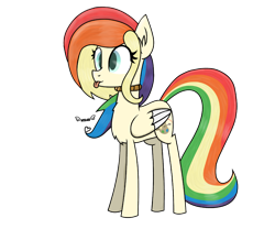 Size: 2600x2161 | Tagged: safe, artist:kiwipone, oc, oc only, oc:paints love, species:pegasus, species:pony, blep, cute, drawn with mouse, female, gift art, gift for friend, jewelry, mare, necklace, rainbow hair, river, signature, silly, simple background, stream, tongue out, transparent background