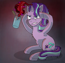 Size: 900x871 | Tagged: safe, artist:animatorwil, character:starlight glimmer, species:pony, species:unicorn, newbie artist training grounds, episode:all bottled up, g4, my little pony: friendship is magic, anger magic, bottle, bottled rage, female, magic, mare, simple background, solo