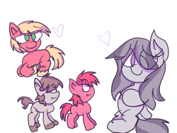 Size: 1024x768 | Tagged: safe, artist:rubyg242, character:big mcintosh, character:marble pie, oc, oc:iron granite, oc:maple blossom, parent:big macintosh, parent:marble pie, parents:marblemac, species:earth pony, species:pony, ship:marblemac, colt, family, female, filly, foal, heart, male, multiple pregnancy, offspring, pregnant, shipping, simple background, straight, transparent background