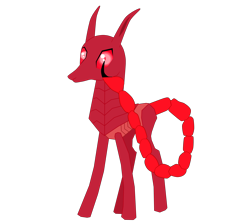 Size: 3500x3120 | Tagged: safe, artist:tazool, oc, oc only, oc:tazool, species:changeling, species:reformed changeling, 2018 community collab, derpibooru community collaboration, long ears, male, original species, red eyes, scorpion changeling, scorpion tail, simple background, skorperus, standing, stinger, transparent background