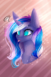 Size: 2000x3000 | Tagged: safe, artist:sofienriquez, oc, oc only, oc:moonlight, species:alicorn, species:pony, species:unicorn, abstract background, blep, bust, cute, female, fluffy, heart, high res, mare, portrait, silly, silly pony, slit eyes, smiling, solo, tongue out