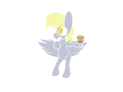 Size: 1600x1200 | Tagged: safe, artist:rafuki, character:derpy hooves, species:pegasus, species:pony, female, flying, food, lineless, mare, muffin, no pupils, simple background, solo, transparent background