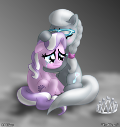 Size: 2018x2128 | Tagged: safe, artist:sephiroth7734, character:diamond tiara, character:silver spoon, species:earth pony, species:pony, comforting, cute, diamondbetes, glasses