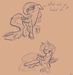 Size: 1897x1946 | Tagged: safe, artist:surcouff, character:scootaloo, species:pegasus, species:pony, bite mark, bruised, female, long tail, lying down, mare, older, older scootaloo, on side, sketch, text, unshorn fetlocks