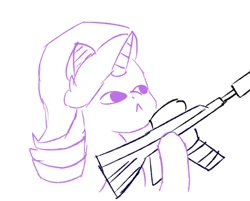 Size: 1016x815 | Tagged: safe, artist:sunnzio, character:starlight glimmer, delet this, delete this please, gun, rifle, sketch, weapon