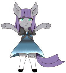 Size: 2248x2500 | Tagged: safe, artist:hanaty, character:maud pie, bipedal, blush sticker, blushing, bow, clothing, colored pupils, cute, dress, female, maudabetes, semi-anthro, simple background, solo, transparent background