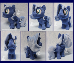 Size: 1600x1360 | Tagged: safe, artist:emberfallplush, character:princess luna, species:alicorn, species:pony, female, filly, filly luna, irl, jewelry, photo, plushie, regalia, solo, spread wings, wings, younger