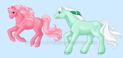 Size: 800x380 | Tagged: safe, artist:lazyjenny, character:ice crystal, character:pinkie pie, g1, g3, generation leap, ice crystal