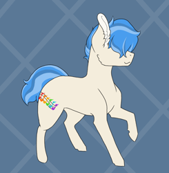 Size: 900x918 | Tagged: safe, artist:shortcake1284, oc, oc only, oc:sinatra, parent:coloratura, parent:sapphire shores, parents:colorashores, species:earth pony, species:pony, colt, hair over eyes, magical lesbian spawn, male, offspring, solo