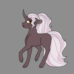 Size: 600x600 | Tagged: safe, artist:shortcake1284, oc, oc only, oc:pixel note, parent:button mash, parent:sweetie belle, parents:sweetiemash, species:pony, species:unicorn, curved horn, female, gray background, lipstick, mare, offspring, simple background, solo
