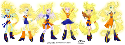 Size: 9288x3350 | Tagged: safe, artist:zakurarain, character:applejack, character:fluttershy, character:pinkie pie, character:rainbow dash, character:rarity, character:twilight sparkle, my little pony:equestria girls, boots, clothing, dragon ball, dragon ball z, dress, humane five, humane six, kamehameha, ponied up, shoes, shorts, simple background, skirt, super saiyan, transparent background, wings