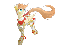 Size: 1500x1157 | Tagged: safe, artist:jazzybrony, oc, oc only, oc:sacred heart, species:pegasus, species:pony, armor, clothing, male, scarf, simple background, solo, stallion, transparent background