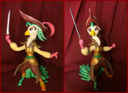 Size: 2347x1703 | Tagged: safe, artist:hampony, character:captain celaeno, species:anthro, my little pony: the movie (2017), amputee, beauty mark, clothing, female, figurine, hat, irl, photo, pirate hat, prosthetic limb, prosthetics, sword, weapon