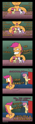 Size: 900x3186 | Tagged: safe, artist:lamia, artist:nnxmnd, character:apple bloom, character:dizzy twister, character:orange swirl, character:scootaloo, character:sweetie belle, comic, doll, spanish, translation