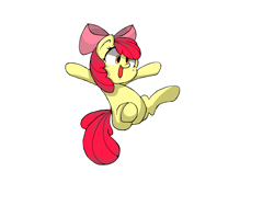 Size: 1600x1200 | Tagged: safe, artist:destroyer_aky, character:apple bloom, species:earth pony, species:pony, adorabloom, bow, cute, female, filly, looking at you, simple background, white background