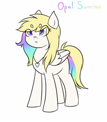 Size: 2962x3362 | Tagged: safe, artist:nero9, oc, oc only, oc:opal sunrise, beanbrows, colorful, cute, dawwww, eyebrows, female, filly, jewelry, necklace, ocbetes, solo