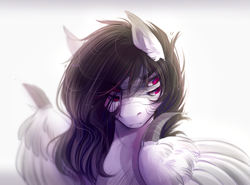 Size: 2519x1864 | Tagged: safe, artist:mich-art, oc, oc only, species:pegasus, species:pony, ear fluff, four eyes, multiple eyes, pink eyes, simple background, solo, white background, wing claws