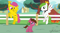 Size: 1920x1080 | Tagged: safe, artist:mythchaser1, species:earth pony, species:pegasus, species:pony, cap, clothing, colt, cosmo, female, hat, male, mare, ponified, stallion, the fairly oddparents, timmy turner, wanda