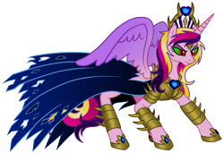 Size: 1453x996 | Tagged: safe, artist:rose-beuty, character:princess cadance, armor, corrupted, dark magic, evil cadance, female, magic, simple background, solo, transparent background, vector