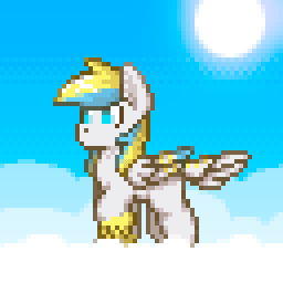 Size: 256x256 | Tagged: safe, artist:n_thing, oc, oc only, oc:cirrus sky, species:hippogriff, animated, cloud, pixel art, sun, tail feathers, talons, trotting, walk cycle, walking, wings