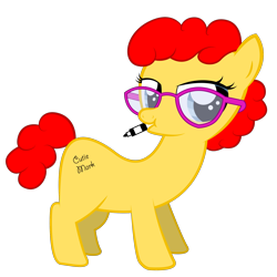 Size: 2000x2000 | Tagged: safe, artist:dabestpony, species:earth pony, species:pony, glasses, janet, lidded eyes, magic school bus, mouth hold, ponified, simple background, solo, transparent background, vector