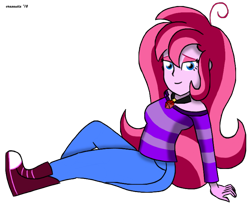 Size: 2000x1700 | Tagged: safe, artist:crazautiz, oc, oc:contralto, my little pony:equestria girls, clothing, converse, equestria girls-ified, gem, lidded eyes, looking at you, pants, shoes, simple background, siren gem, solo, transparent background