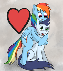 Size: 2500x2800 | Tagged: safe, artist:jacsveus, character:rainbow dash, character:soarin', ship:soarindash, female, heart, male, shipping, straight