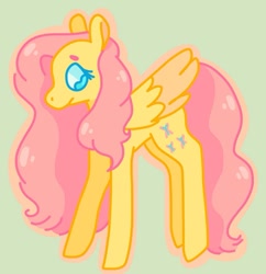 Size: 957x989 | Tagged: safe, artist:swineburst, character:fluttershy, species:pegasus, species:pony, beanbrows, eyebrows, female, folded wings, looking down, mare, outline, solo, standing, three quarter view, wings