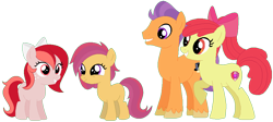 Size: 958x429 | Tagged: safe, artist:margaretlovez, character:apple bloom, character:tender taps, parent:apple bloom, parent:tender taps, parents:tenderbloom, ship:tenderbloom, family, female, male, offspring, shipping, simple background, straight, transparent background