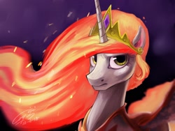 Size: 2048x1536 | Tagged: safe, artist:louislithium, character:daybreaker, character:princess celestia, species:alicorn, species:pony, depth of field, female, frown, looking at you, mare, solo