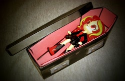 Size: 3072x2003 | Tagged: safe, artist:artking3000, character:sunset shimmer, my little pony:equestria girls, coffin, custom, doll, equestria girls minis, irl, photo, solo, toy, vampire