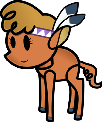Size: 2000x2386 | Tagged: safe, artist:secret-asian-man, character:little strongheart, species:buffalo, paper mario, paper pony, parody