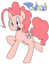 Size: 1181x1513 | Tagged: safe, artist:tomitake, character:pinkie pie, species:earth pony, species:pony, female, mare, simple background, solo, white background