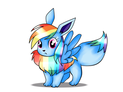 Size: 800x600 | Tagged: safe, artist:hanaty, character:rainbow dash, crossover, eevee, female, pokefied, pokémon, species swap, wings