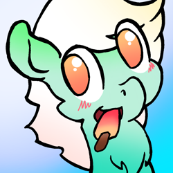 Size: 1024x1024 | Tagged: safe, artist:hgdb, oc, oc:kelpy, adorable face, blushing, bust, chest fluff, cute, food, looking at you, popsicle, smiling, weapons-grade cute