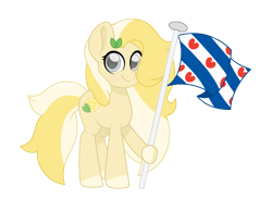 Size: 4533x3324 | Tagged: safe, artist:superanina, oc, oc only, oc:radler, species:earth pony, species:pony, female, flag, friesland, frisia, leaves, looking at you, netherlands, simple background, smiling, solo, transparent background