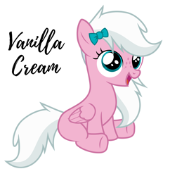 Size: 4844x5000 | Tagged: safe, artist:mythchaser1, oc, oc:vanilla cream, species:pegasus, species:pony, absurd resolution, blue eyes, bow, female, filly, hair accessory, white hair, young