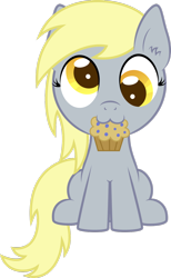 Size: 900x1463 | Tagged: safe, artist:silverrainclouds, character:derpy hooves, species:pegasus, species:pony, :3, chibi, cute, derpabetes, female, mare, muffin