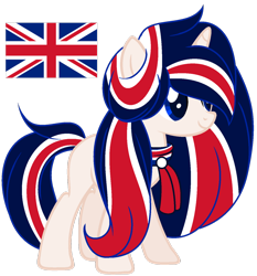 Size: 1024x1097 | Tagged: safe, artist:cosmicwitchadopts, species:pony, species:unicorn, nation ponies, female, mare, ponified, simple background, solo, transparent background, united kingdom